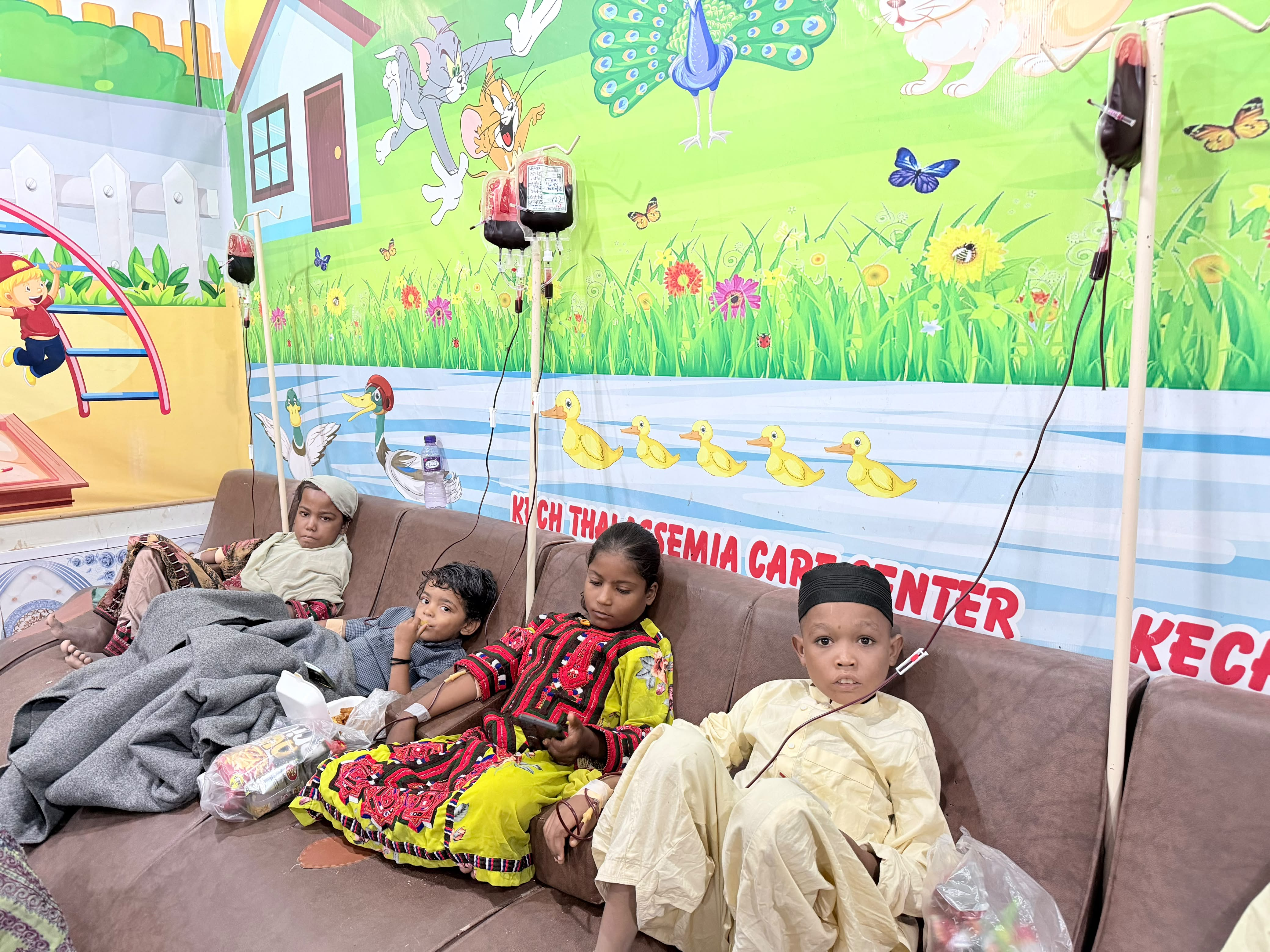 Children receiving free blood transfusions at Kech Thalassemia Care Center